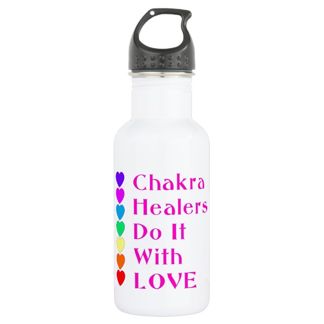 Bouteille D'eau En Acier Inoxydable Chakra Healers le font avec amour (Devant)