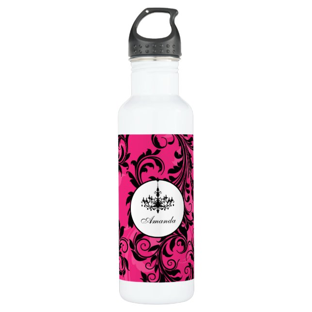 Bouteille D'eau En Acier Inoxydable Chandelier rose noir blanc (Devant)