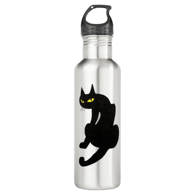 Bouteille D'eau En Acier Inoxydable CHAT NOIR blanc (Devant)