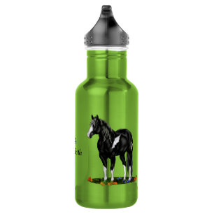 Bouteille D'eau En Acier Inoxydable Cheval de peinture à ciel ouvert noir et blanc