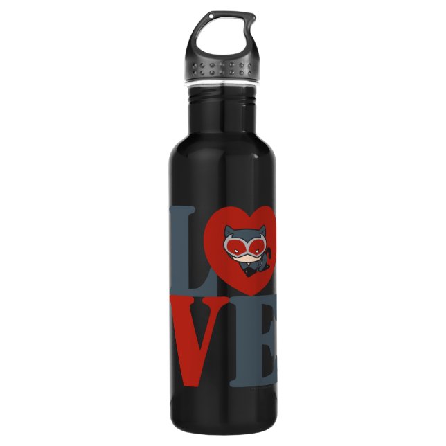 Bouteille D'eau En Acier Inoxydable Chibi Catwoman LOVE (Devant)