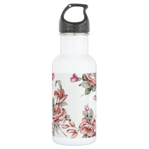 Bouteille D'eau En Acier Inoxydable Chic Rétro Fleurs Féminines Éculées
