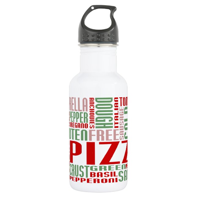 Bouteille D'eau En Acier Inoxydable chitChat à la pizza (Devant)