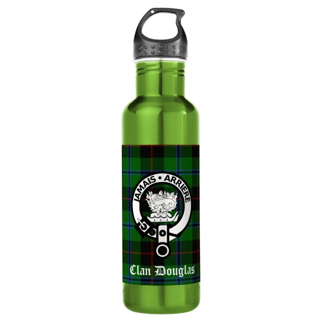 Bouteille D'eau En Acier Inoxydable Clan Douglas Tartan & Crest Badge (Devant)