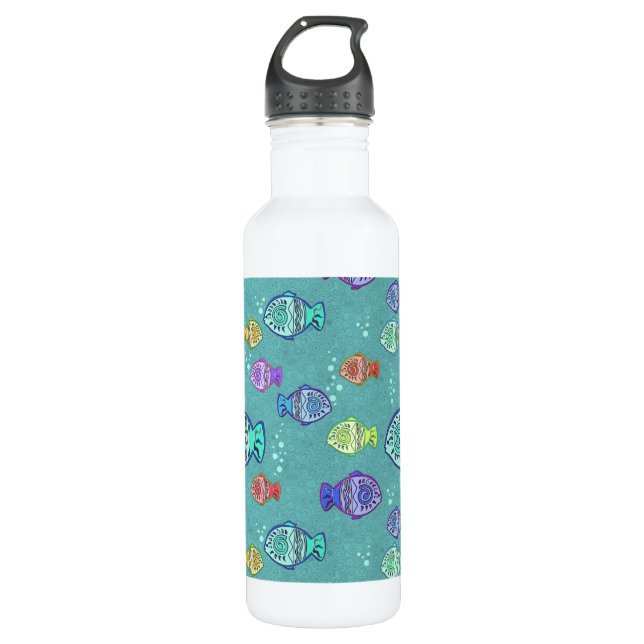 Bouteille D'eau En Acier Inoxydable Clip Art Fish Motif + vos idées (Devant)