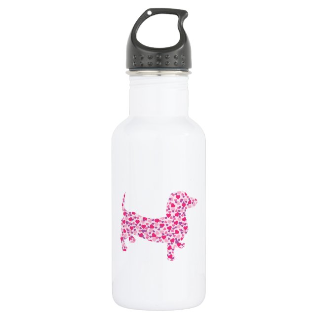 Bouteille D'eau En Acier Inoxydable Coeurs Dachshund (Devant)