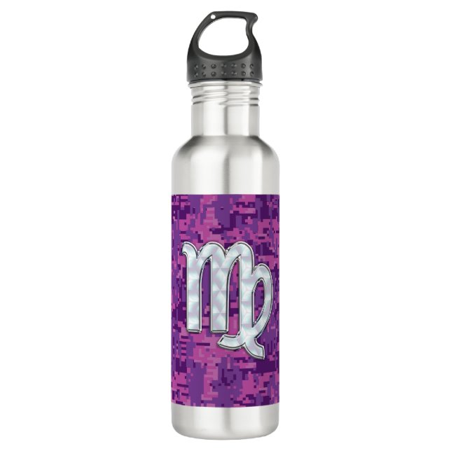 Bouteille D'eau En Acier Inoxydable Connexion Virgo Zodiac sur Camouglage numérique ro (Devant)