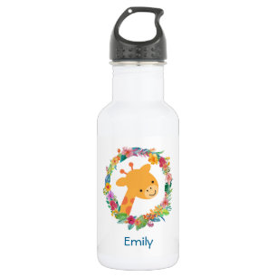 Bouteille D'eau En Acier Inoxydable Cute Giraffe avec une couronne florale Personnalis