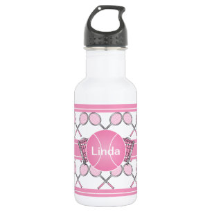 Bouteille D'eau En Acier Inoxydable Design de tennis rose Nom do-it-yourself
