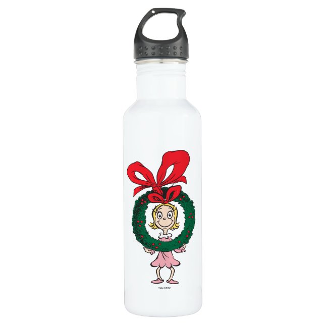 Bouteille D'eau En Acier Inoxydable Dr Seuss | Cindy-Lou Who - Wreath (Devant)