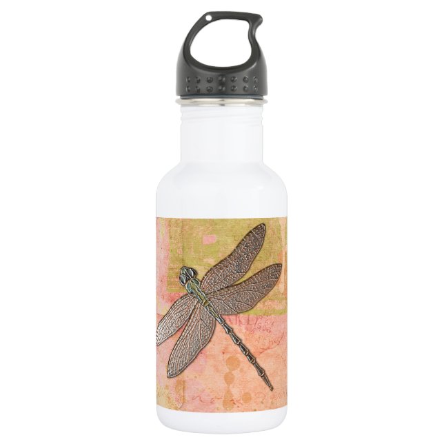 Bouteille D'eau En Acier Inoxydable Dragonfly d'impressions roses (Devant)