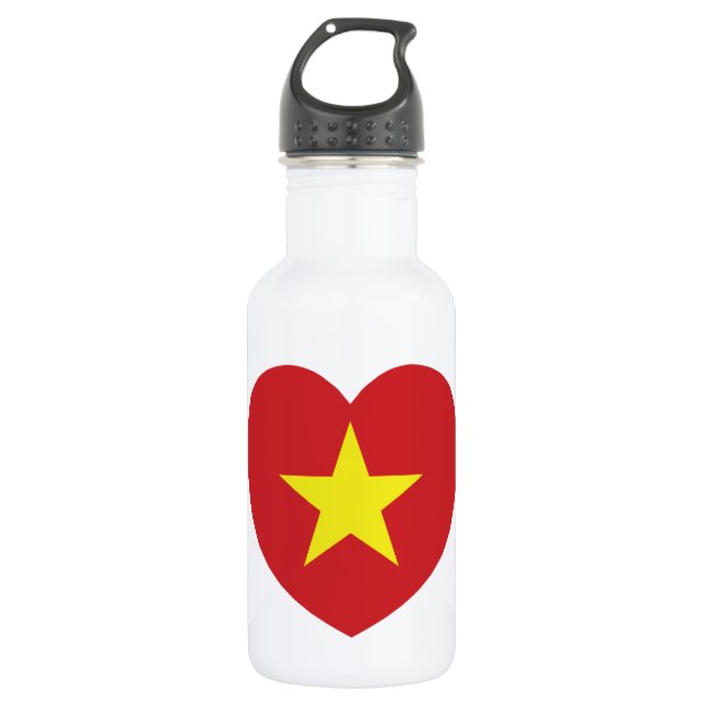Bouteille D'eau En Acier Inoxydable Drapeau cardiaque du Vietnam (Devant)