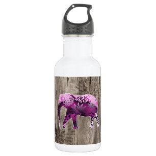 Bouteille D'eau En Acier Inoxydable Éléphant floral coloré lunatique sur la concept
