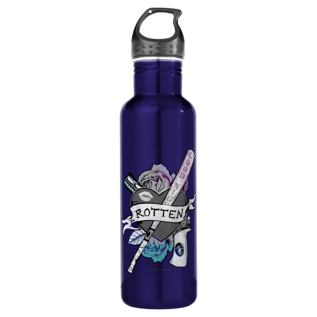 Bouteille D'eau En Acier Inoxydable Équipe de suicide | Harley Quinn "Rotten" Tattoo A (Devant)