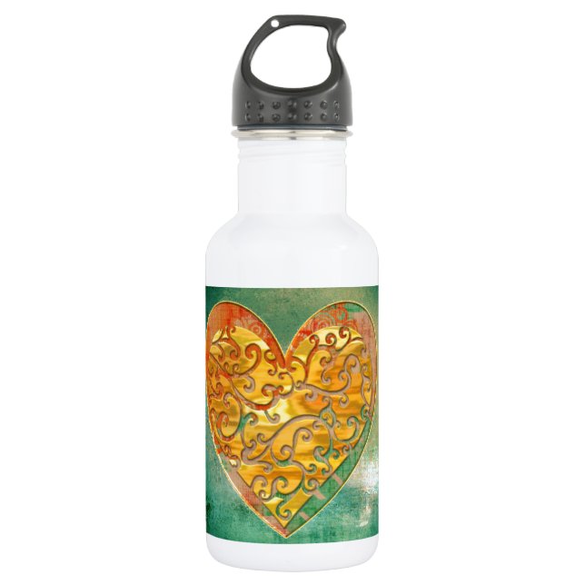 Bouteille D'eau En Acier Inoxydable Filigree Pop Art Heart (Devant)