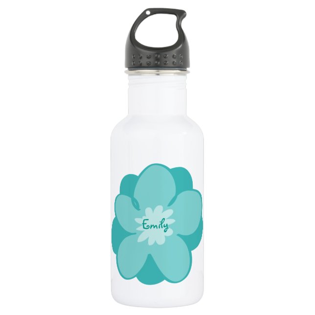 Bouteille D'eau En Acier Inoxydable Fleur bleue personnalisée (Devant)