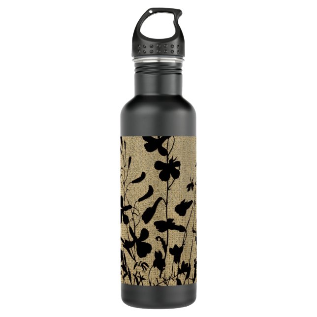 Bouteille D'eau En Acier Inoxydable Fleur sauvage Silhouette Burlap (Devant)
