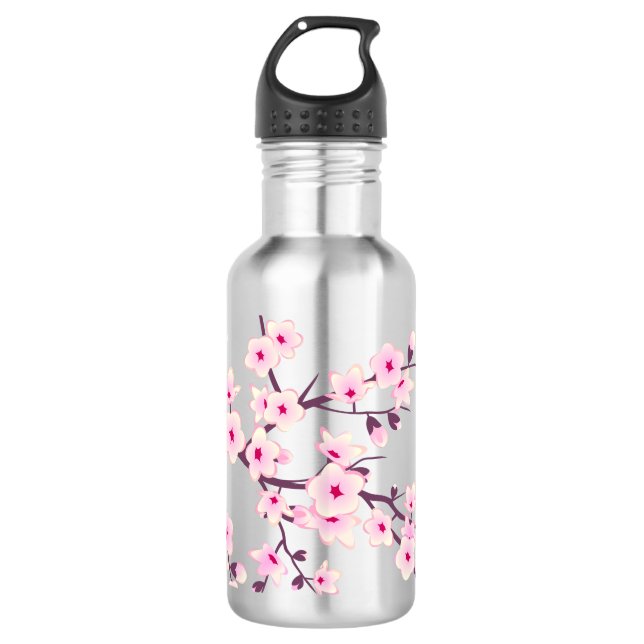 Bouteille D'eau En Acier Inoxydable Fleurs de cerisiers roses florales (Devant)