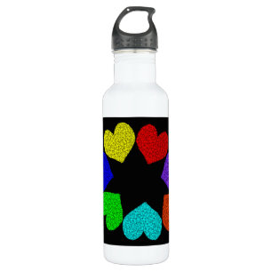 Bouteille D'eau En Acier Inoxydable Floral Rainbow Love Hearts