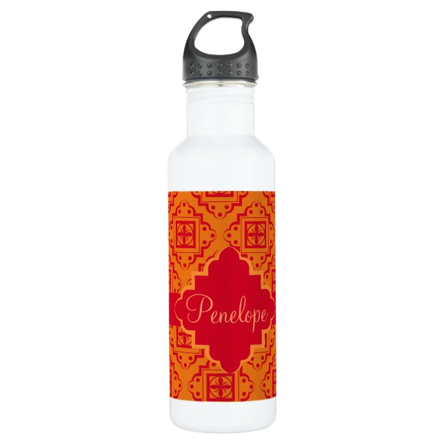 Bouteille D'eau En Acier Inoxydable Graphique marocain rouge orange arabe (Devant)