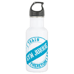 Bouteille D'eau En Acier Inoxydable GYM JUNKIE JE SUIS DONC EN TRAIN D'ÊTRE. bleu clai