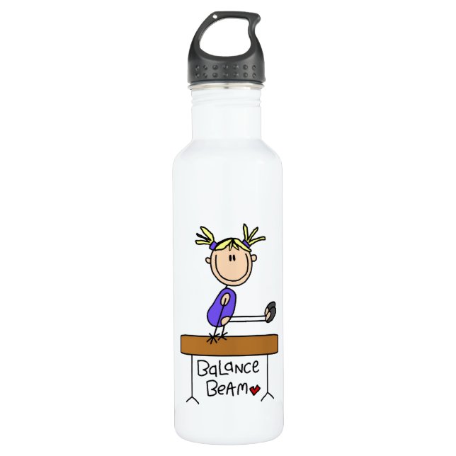 Bouteille D'eau En Acier Inoxydable Gymnaste blonde de fille sur le faisceau (Devant)