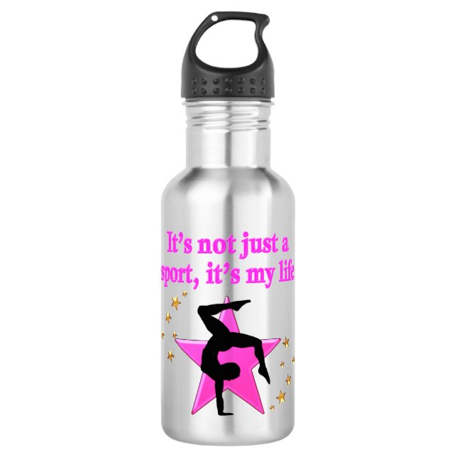 BOUTEILLE D'EAU EN ACIER INOXYDABLE GYMNASTIQUE PRÉCIEUSE DE L'ÉTOILE ROSE QUOTE INSPI (Devant)