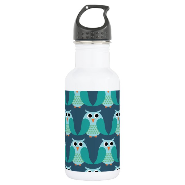 Bouteille D'eau En Acier Inoxydable Hiboux, hiboux, hiboux ! - Bleu (Devant)