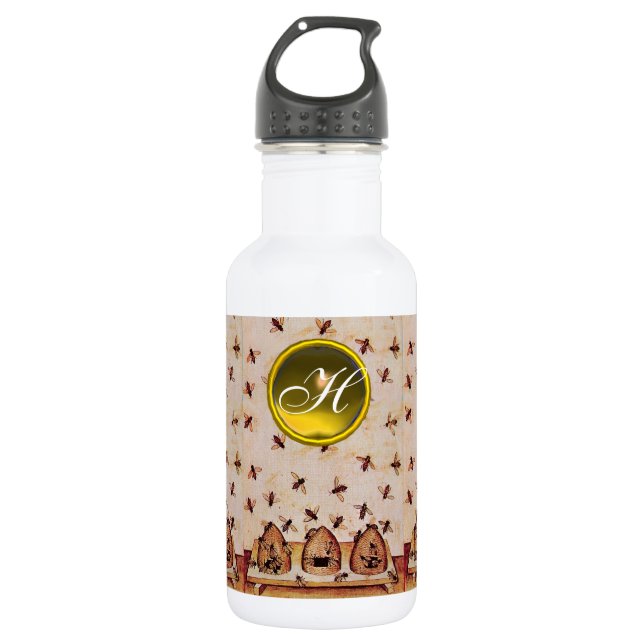 Bouteille D'eau En Acier Inoxydable HONEY BEE, BEEKEEPER, Gemstone Monogramme (Devant)