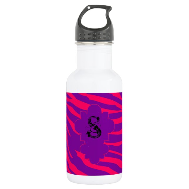 Bouteille D'eau En Acier Inoxydable Hot Rose Purple Zebra Print 32. oz. (Devant)