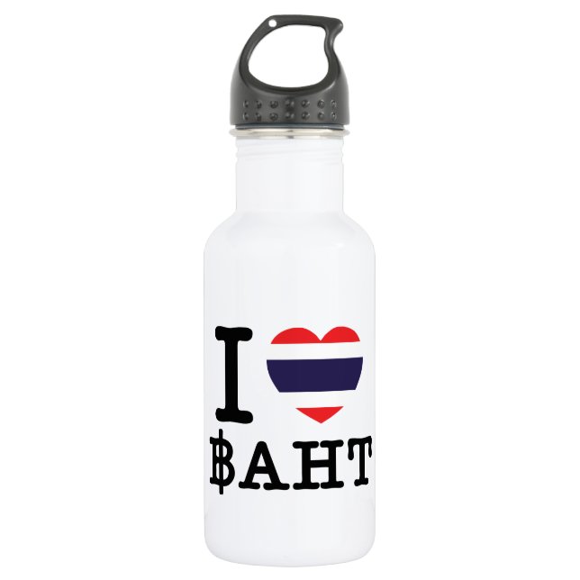 Bouteille D'eau En Acier Inoxydable I Heart (Amour) Baht (Devant)