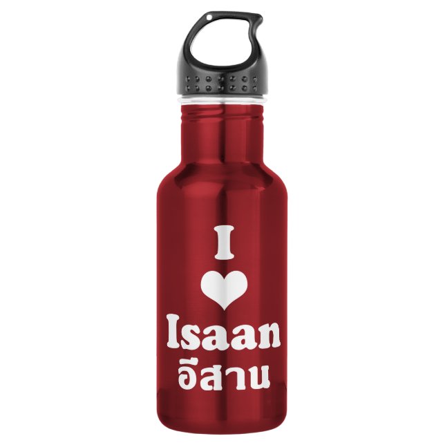 Bouteille D'eau En Acier Inoxydable I Love (Coeur) Isaan (Devant)