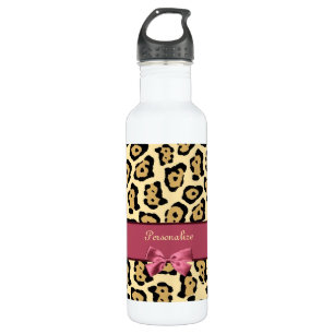 Bouteille D'eau En Acier Inoxydable Impression Jaguar tendance avec Bow en ruban rose 