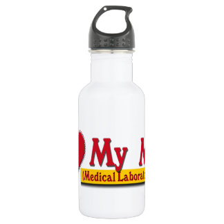 BOUTEILLE D'EAU EN ACIER INOXYDABLE J'AIME (COEUR) MON MLT ! LABORATOIRE MÉDICAL TECH