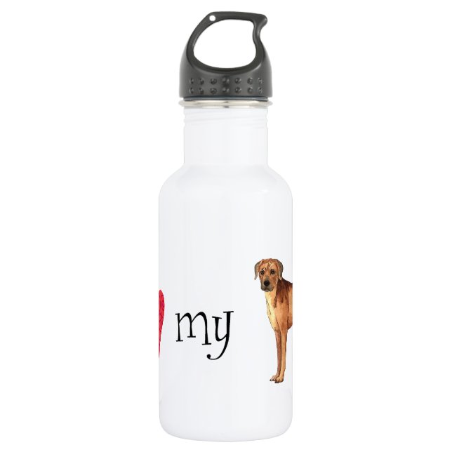 Bouteille D'eau En Acier Inoxydable J'aime mon Rhodesian Ridgeback (Devant)