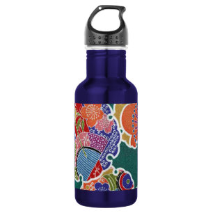 Bouteille D'eau En Acier Inoxydable Japonais KIMONO Textile, Floret Motif