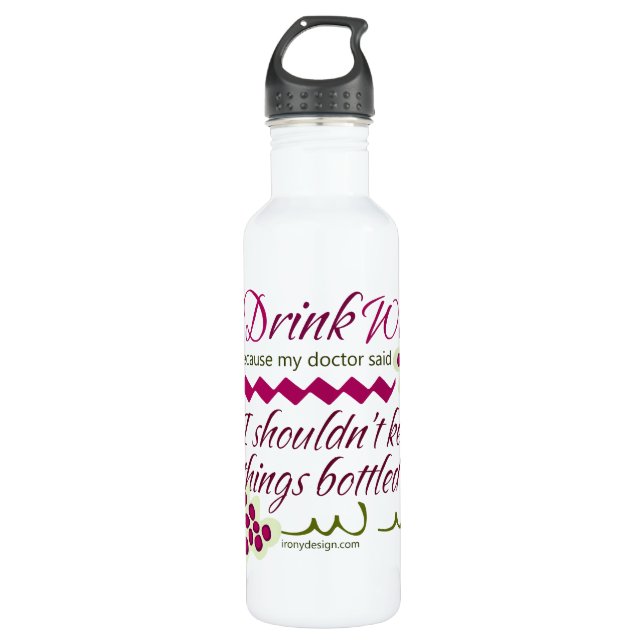 Bouteille D'eau En Acier Inoxydable Je bois la citation drôle de vin (Devant)