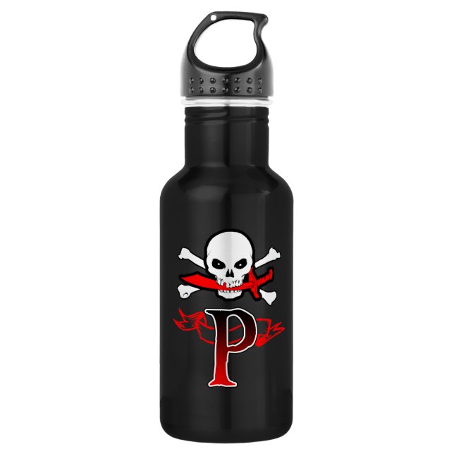 Bouteille D'eau En Acier Inoxydable Jolly roger P Monogramme initial (Devant)
