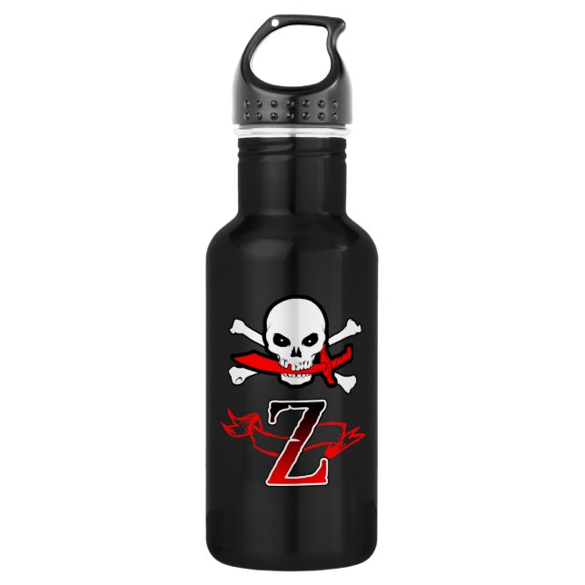 Bouteille D'eau En Acier Inoxydable Jolly roger Z Monogramme initial (Devant)