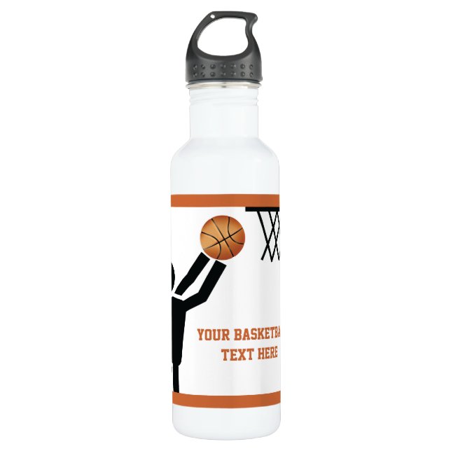 Bouteille D'eau En Acier Inoxydable Joueur de basket-ball avec balle personnalisée (Devant)