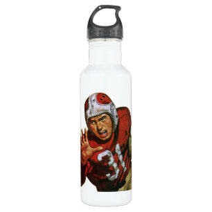 Bouteille D'eau En Acier Inoxydable Joueur de football sportif vintage tournant en arr