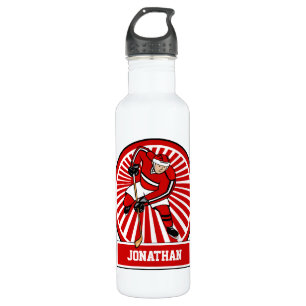 Bouteille D'eau En Acier Inoxydable Joueur de hockey personnalisé de glace