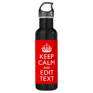 Bouteille D'eau En Acier Inoxydable KEEP CALM PERSONNALISÉ ET Éditer le texte RED Clas