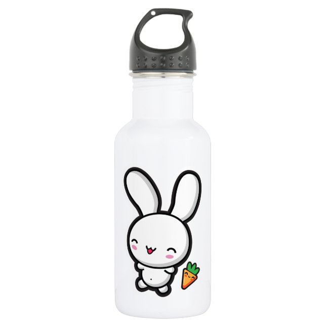 Bouteille D'eau En Acier Inoxydable Lapin et carotte de Kawaii (Devant)
