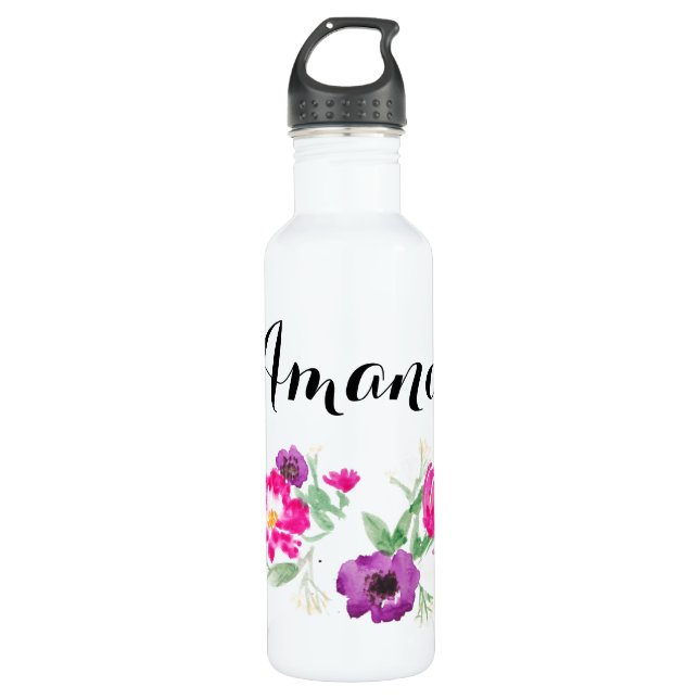 Bouteille D'eau En Acier Inoxydable L'aquarelle nommée faite sur commande fleurit (Devant)