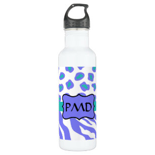 Bouteille D'eau En Acier Inoxydable Lavande, blanc et Turquoise Zèbre & Cheetah Person