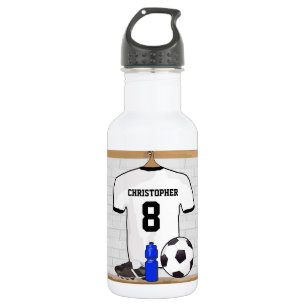 Bouteille D'eau En Acier Inoxydable Le football Jersey noir blanc personnalisé du