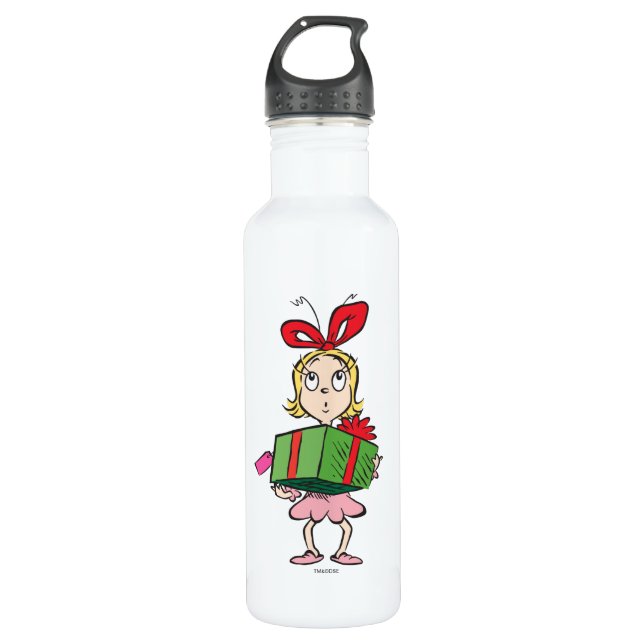 Bouteille D'eau En Acier Inoxydable Le Grinch | Cindy-Lou Qui - Tenant Présent (Devant)
