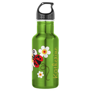 Bouteille D'eau En Acier Inoxydable Le pourpre rouge de nom de filles de coccinelle
