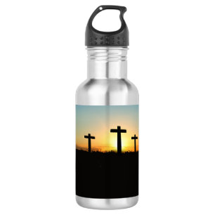 Bouteille D'eau En Acier Inoxydable Les croix de crucifixion au coucher du soleil